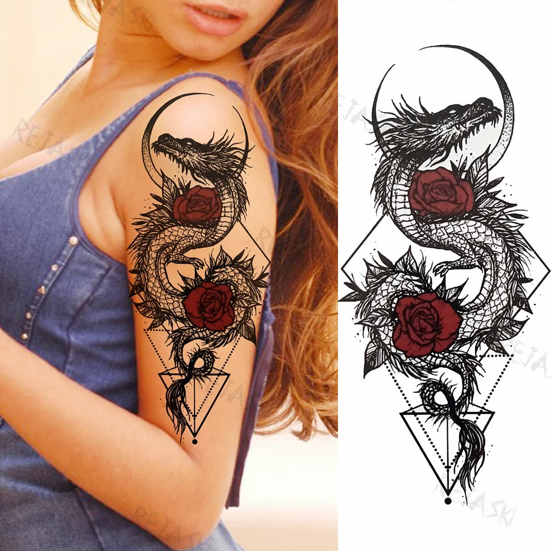 Gangster Wolf Temporary Tattoo For Women Men Death Skull Fake Tattoos Sticker DIY Harajuku Mermaid Waterproof Tatoo Body Art Arm
