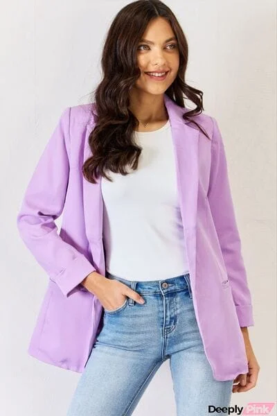 Zenana Open Front Long Sleeve Blazer