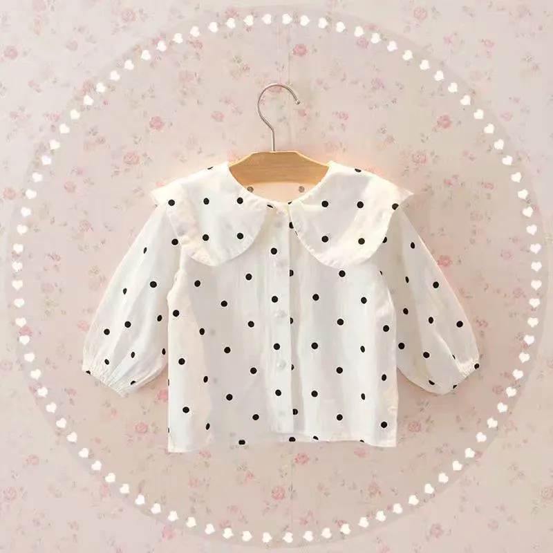 Girls Dress 2020 Winter Dress Long Sleeve Girls Clothes Top Coat+ Dress 2pcs children set Dot shirt Braces skirt