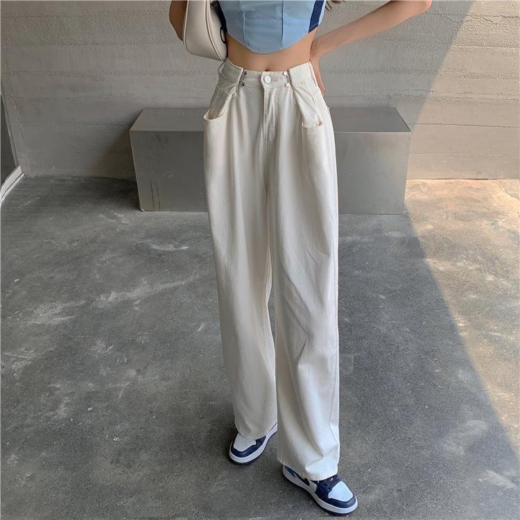 Jeans Women High-street Trendy Stylish Pure Sexy Fashion Wide-leg Full-length Trousers All-match Girls Korean BF Leisure Female