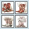 4pcs Diamond Painting -DIY Round Drill Cowboy Boots