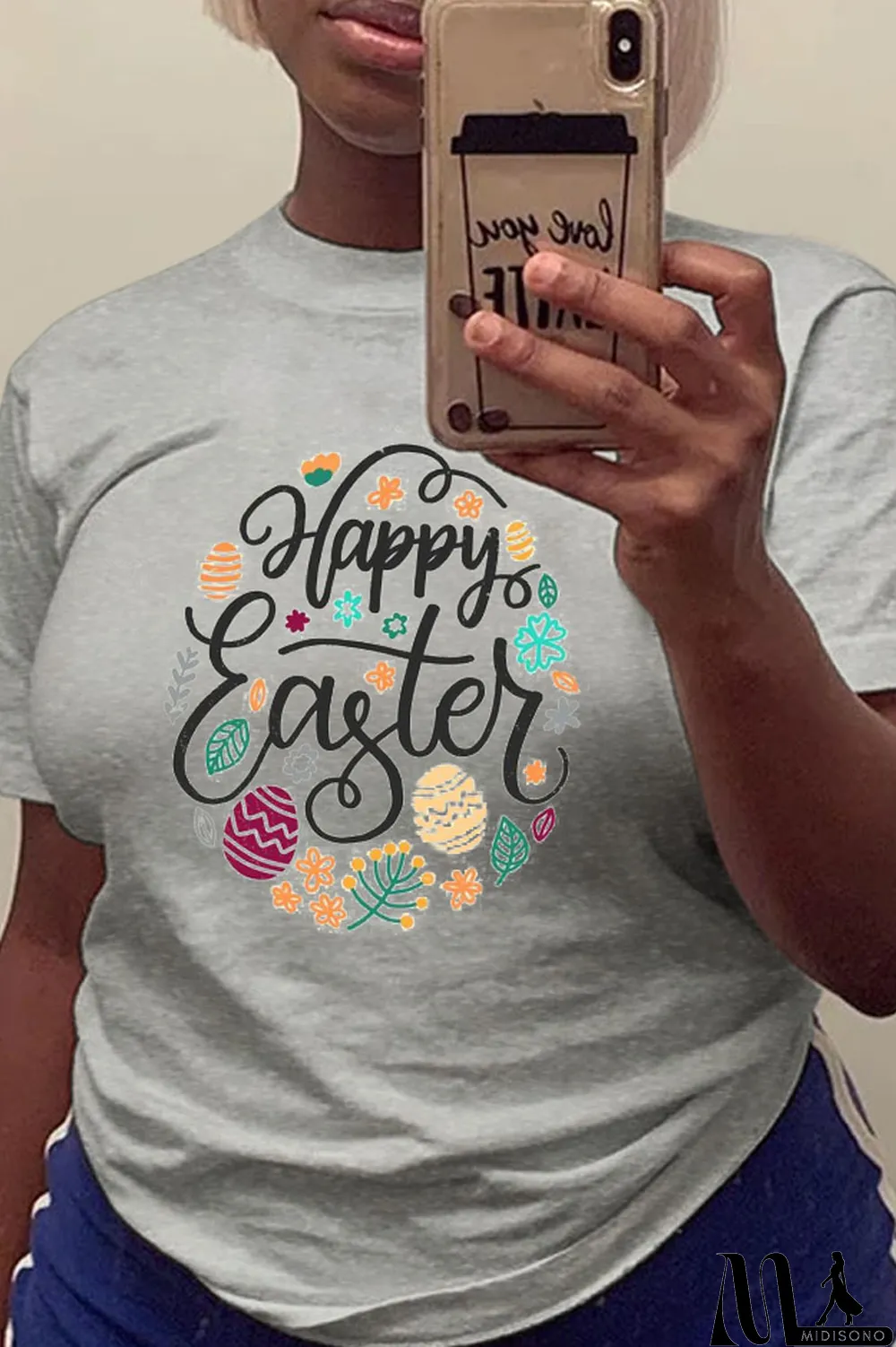 MidiSono - White Casual Street Print Patchwork Letter O Neck T-Shirts