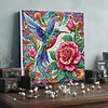 Framed Diamond Painting - Special Shaped - Rose Flowers and Hummingbird(25x25cm)