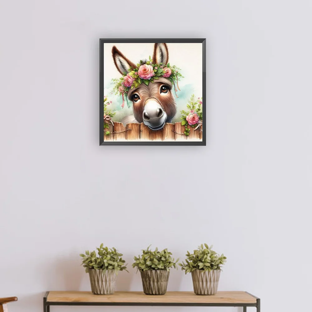 Diamond Painting - Full Round Drill - Flower Donkey(Canvas|30*30cm)