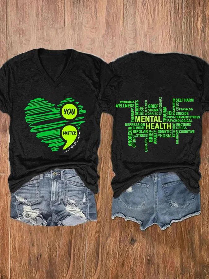 Mental Health Awareness Print Short Sleeve T-Shirt