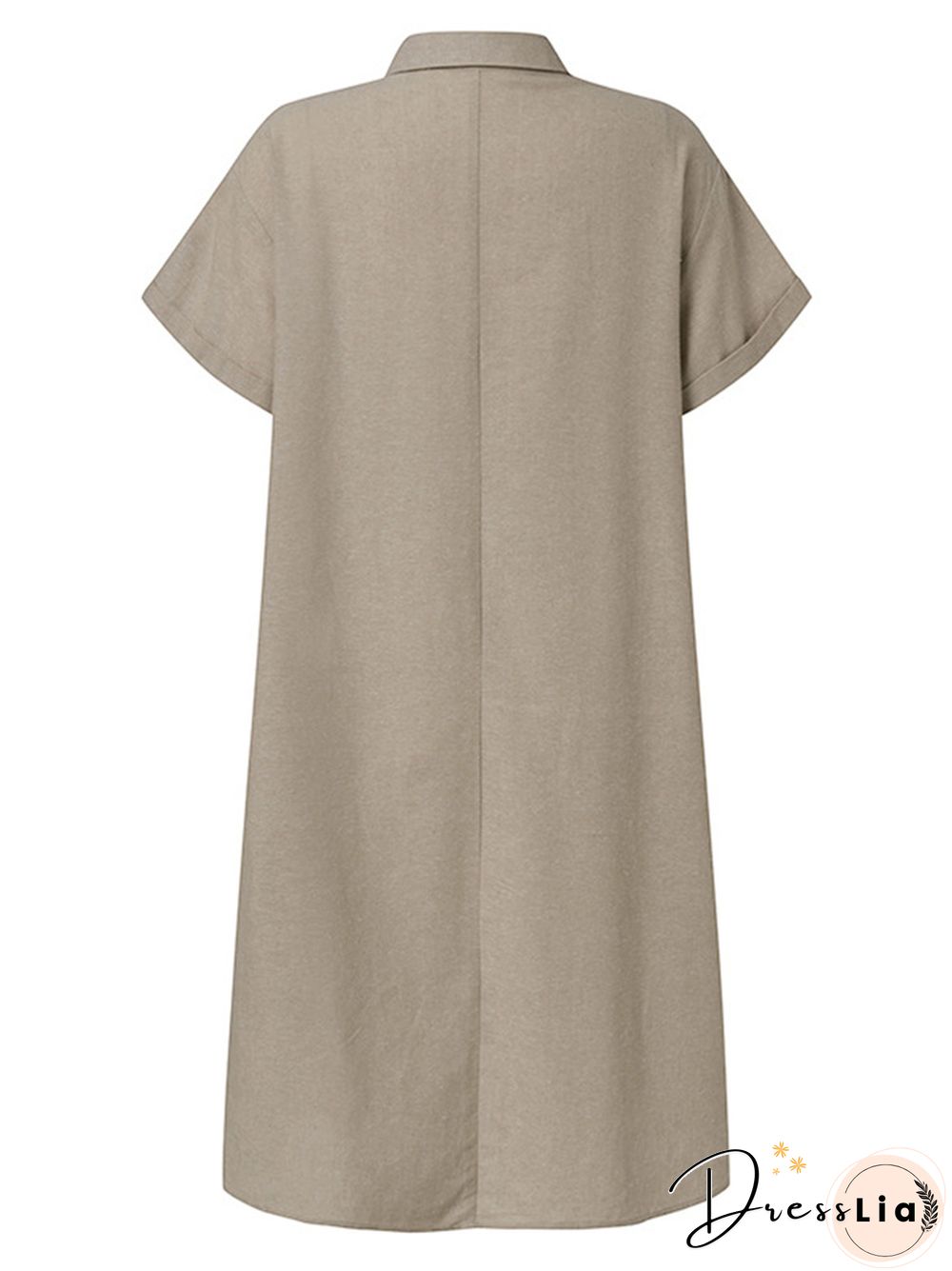 Cotton Linen Shirt Dress Pocket Dress Beach Casual Skirt