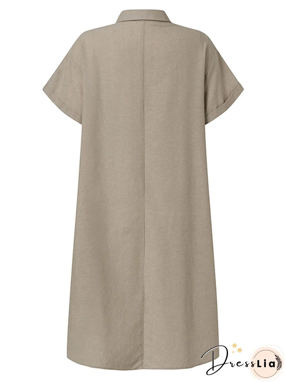 Cotton Linen Shirt Dress Pocket Dress Beach Casual Skirt