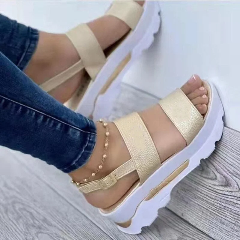 Fashion Clip Toe Platform Sandals Women Strap Buckle Summer Beach Shoes Woman Non-Slip Thick Bottom Wedges Sandalias Mujer 35-43