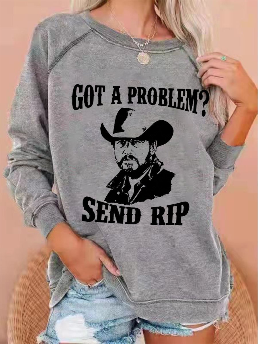 🔥Buy 2 Get 5% Off🔥Western Got Problem? Send Rip Denim Print Sweatshirt