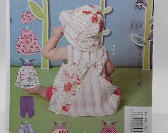 Pornhint McCall's M7342 Pattern Infants' Dresses, Panties, Leggings and Hat. UNCUT, sizes NB-Sml-Med-Lrg-Xlg