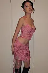 Cami Floral Print Crop Top Ruffle Tassle Pleated Slit Mini Skirt Vacation Matching Set