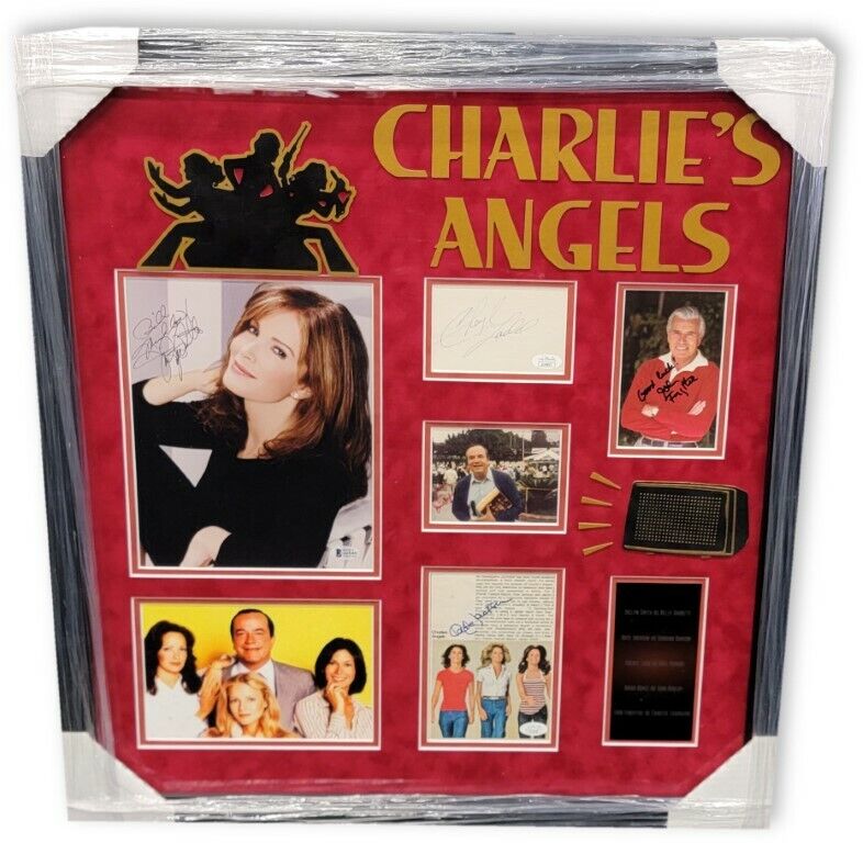 Charlie's Angels Cast Autographed Cuts w/Photo Poster painting Ladd Jackson Jaclyn Smith Doyle