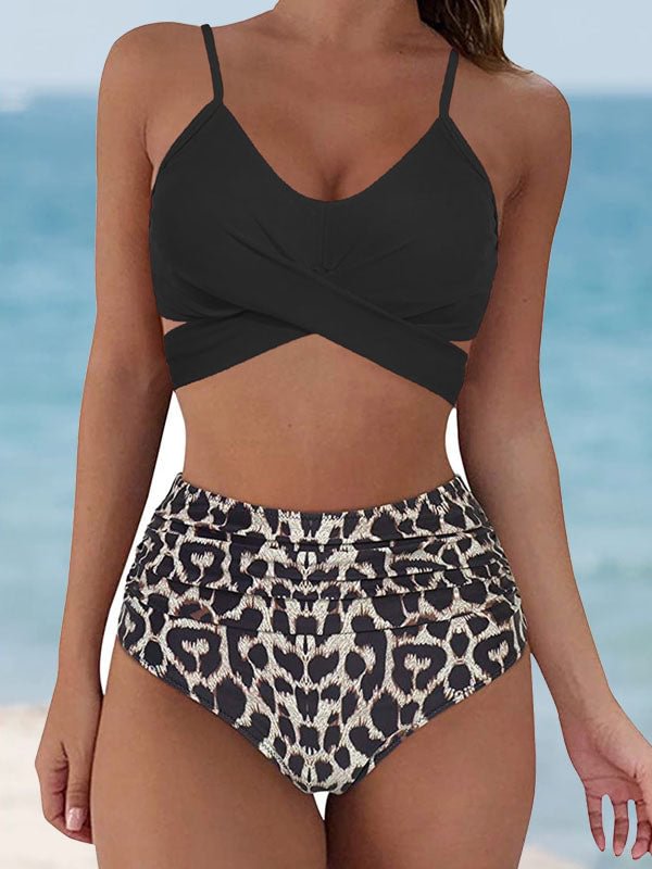 Women's Leopard Print High Waist Bikini Swimwear Sets