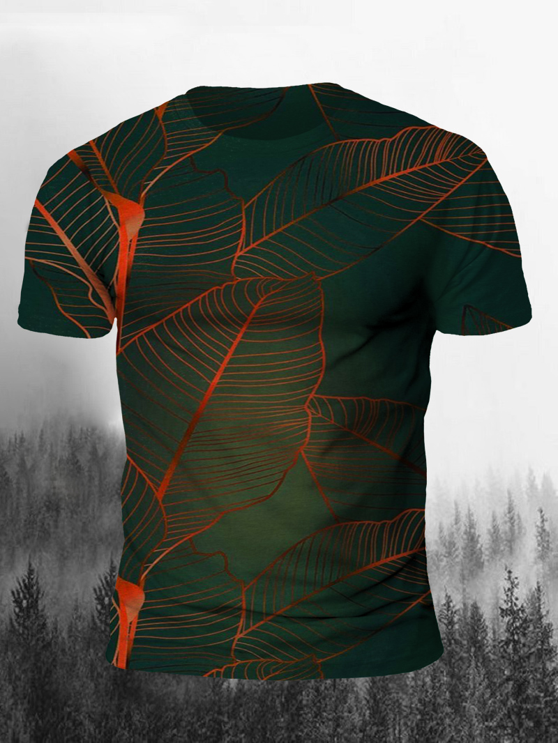 Men's Leaves Print Short Sleeve T-Shirt