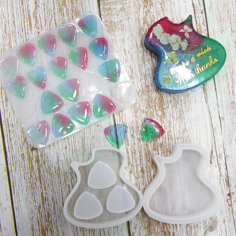 Guitar Pick Resin Molds With Guitar-Shaped Storage Box