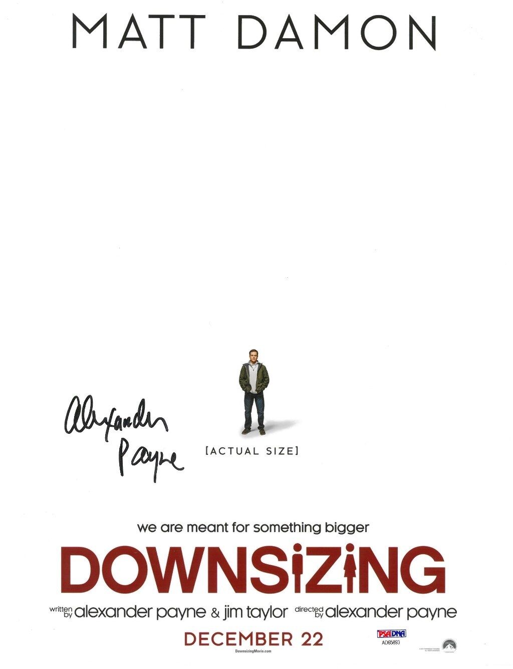 Alexander Payne Signed Downsizing Autographed 11x14 Photo Poster painting PSA/DNA #AD65893