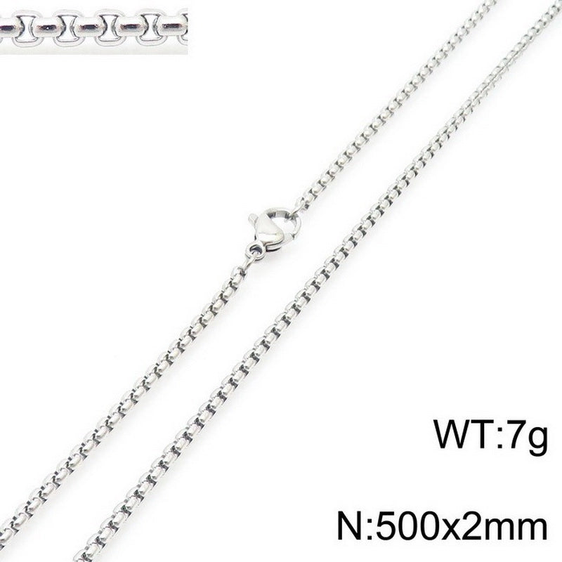 Fashion Classics Square Pearl Chain Men’s And Women’s Titanium Steel Necklace