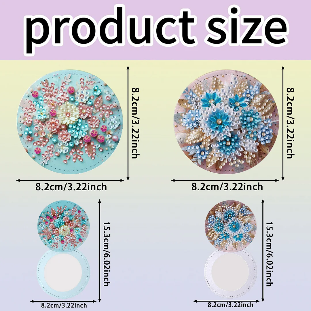 DIY Diamond Art Portable Cosmetic Mirror Home Diamond Painting Crafts (Flower)