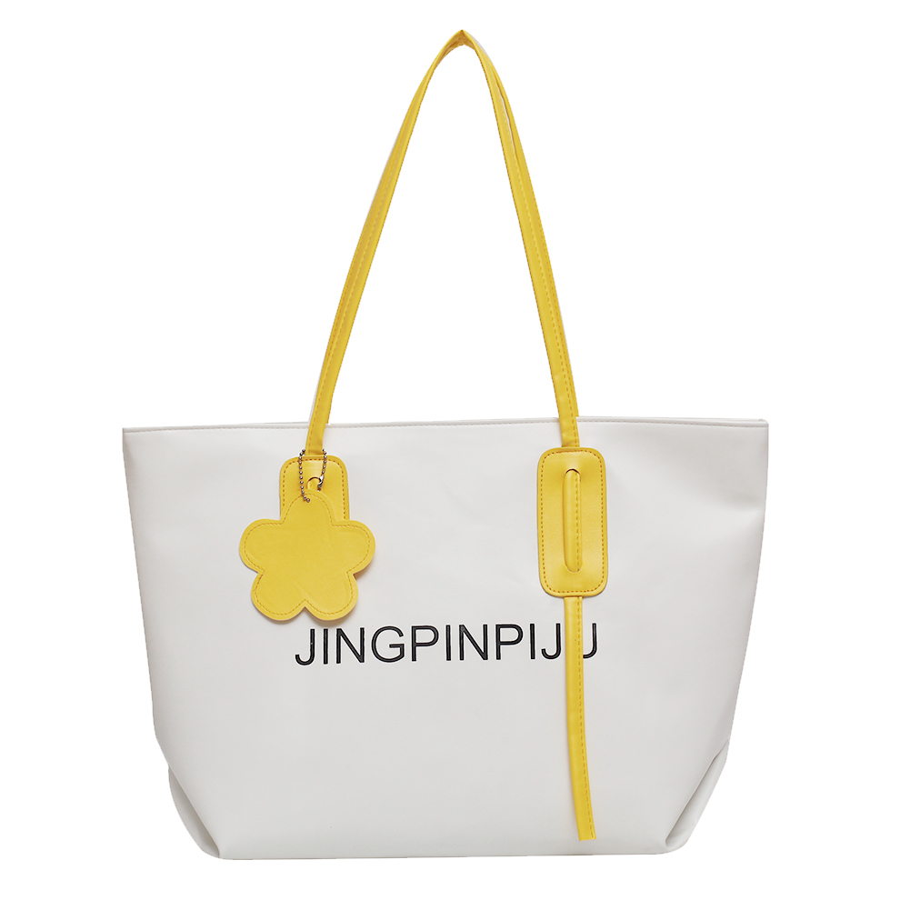 

Large Capacity Handbag Women Letters Shoulder Bag PU Shopping Tote -Yellow, 501 Original