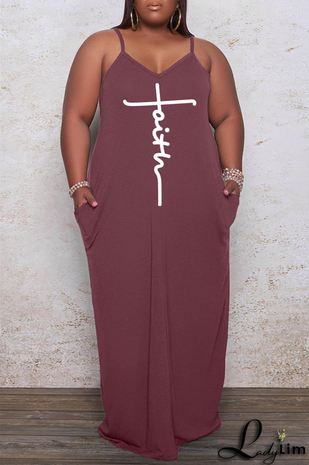 Black Sexy Casual Print Basic Spaghetti Strap Long Dress Plus Size Dresses