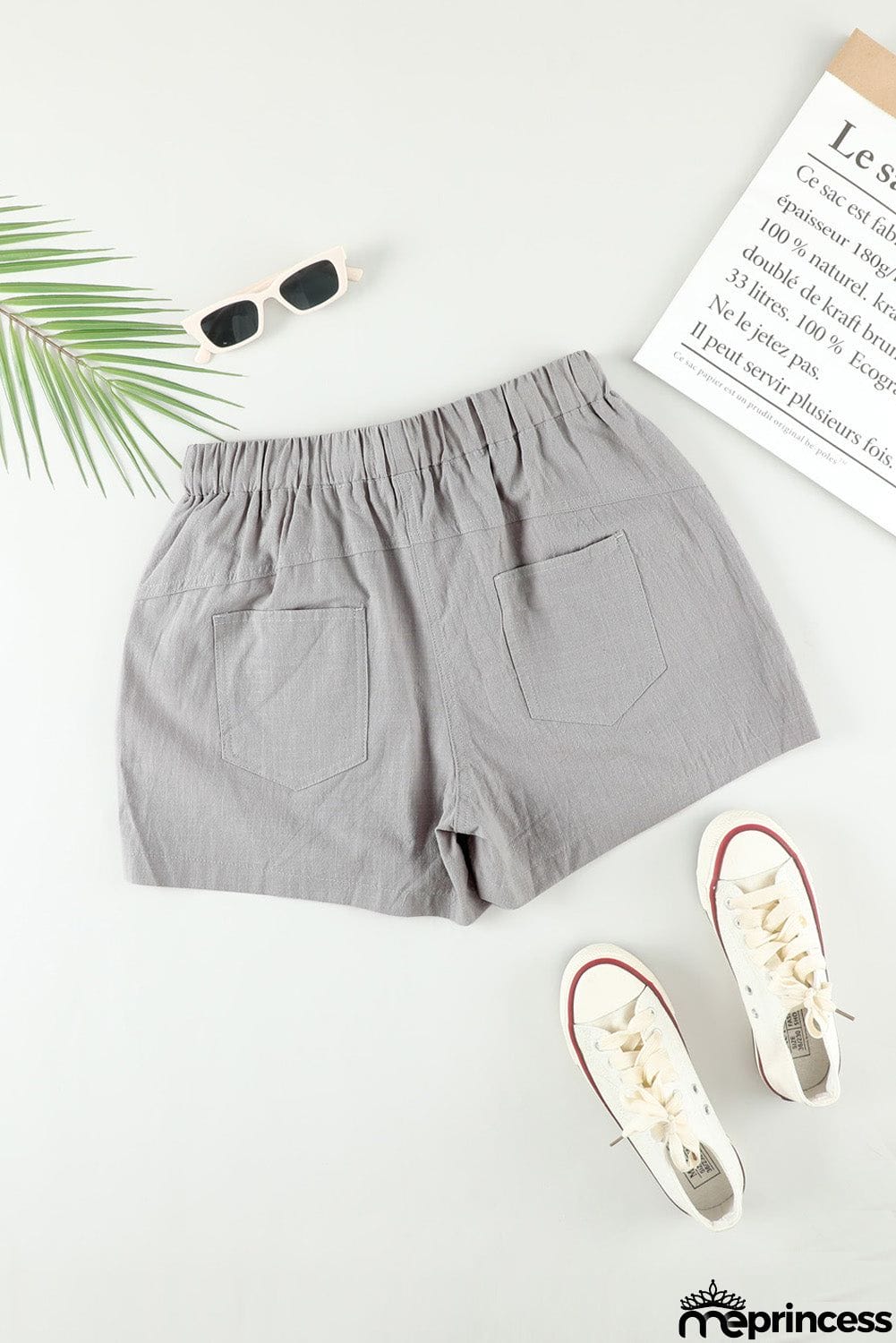 Women Casual Gray Faylin Linen Shorts