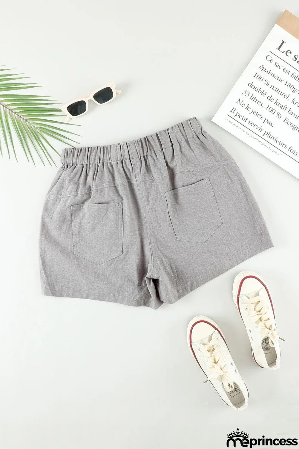 Women Casual Gray Faylin Linen Shorts