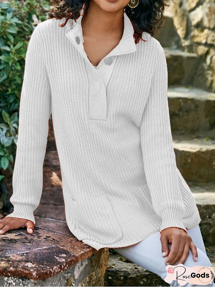 Women Shift Shawl Collar Plus Size Knitted Long Sleeve Sweaters