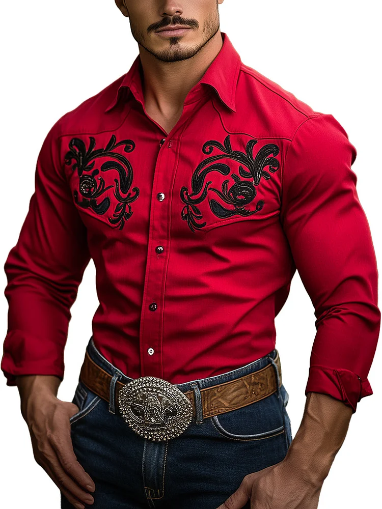 Western Embroidered Long Sleeve Shirt