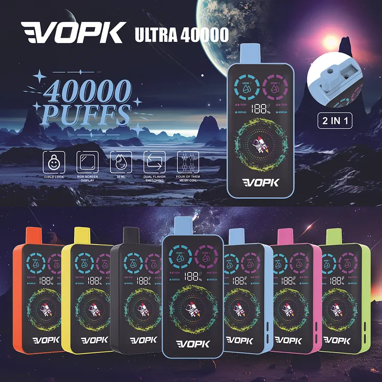 VOPK ULTRA 40000 40K Puffs Double Taste RGD Screen Display (Box of 10) mysite www.vapeshoppromax.com