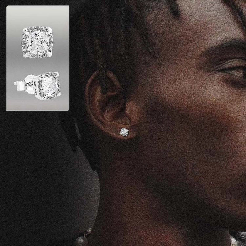 1 Pair Hip-Hop Square Plating Inlay Copper Zircon White Gold Plated Gold Plated Ear Studs