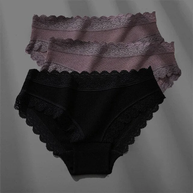 3PCS/Set Women's Cotton Panties Sexy Lace Lingerie Female Soft Underwear For Girls Ladies Underpants Floral Briefs Woman's panty