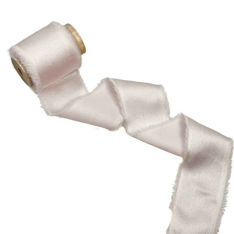 Satin Hand Ripped Burr Cloth Strip Ribbon New Year Ribbon Soft Decorative Hair Ribbon Flowers Ribbon Christmas Ribbon