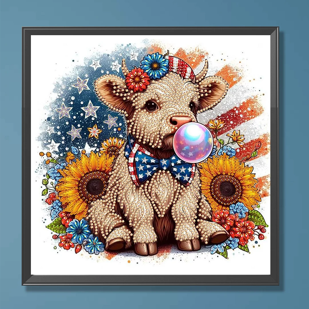 Diamond Painting - Partial Special Shaped Drill - Independence Day Sunflower Yak(Canvas|30x30cm)
