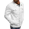 Giacca in denim casual da uomo con risvolto abbottonato