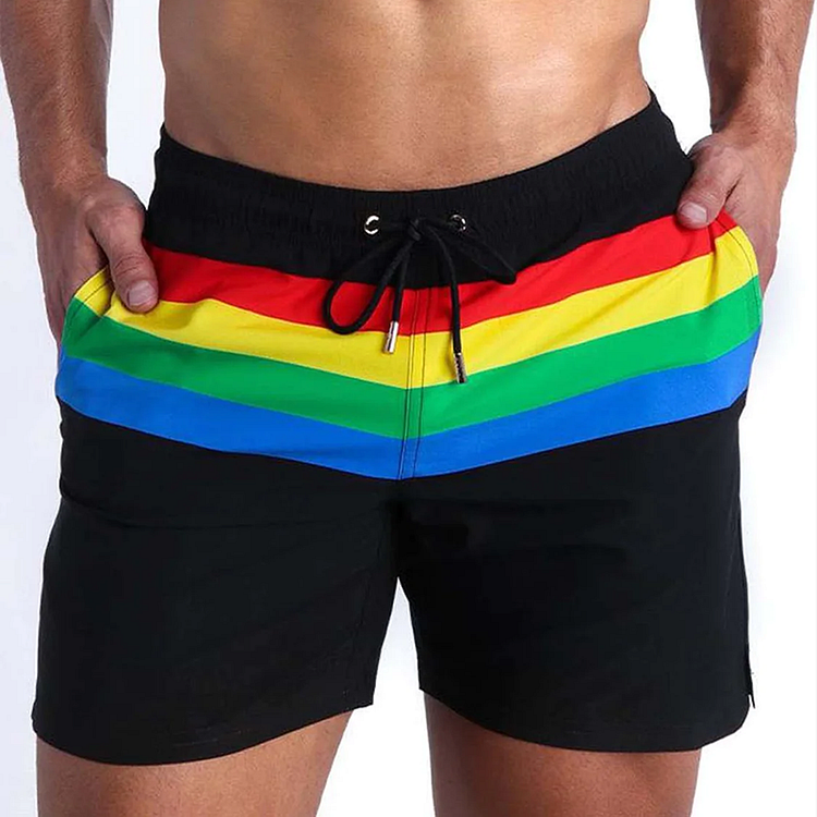 BrosWear Men's Rainbow Print Drawstring Shorts
