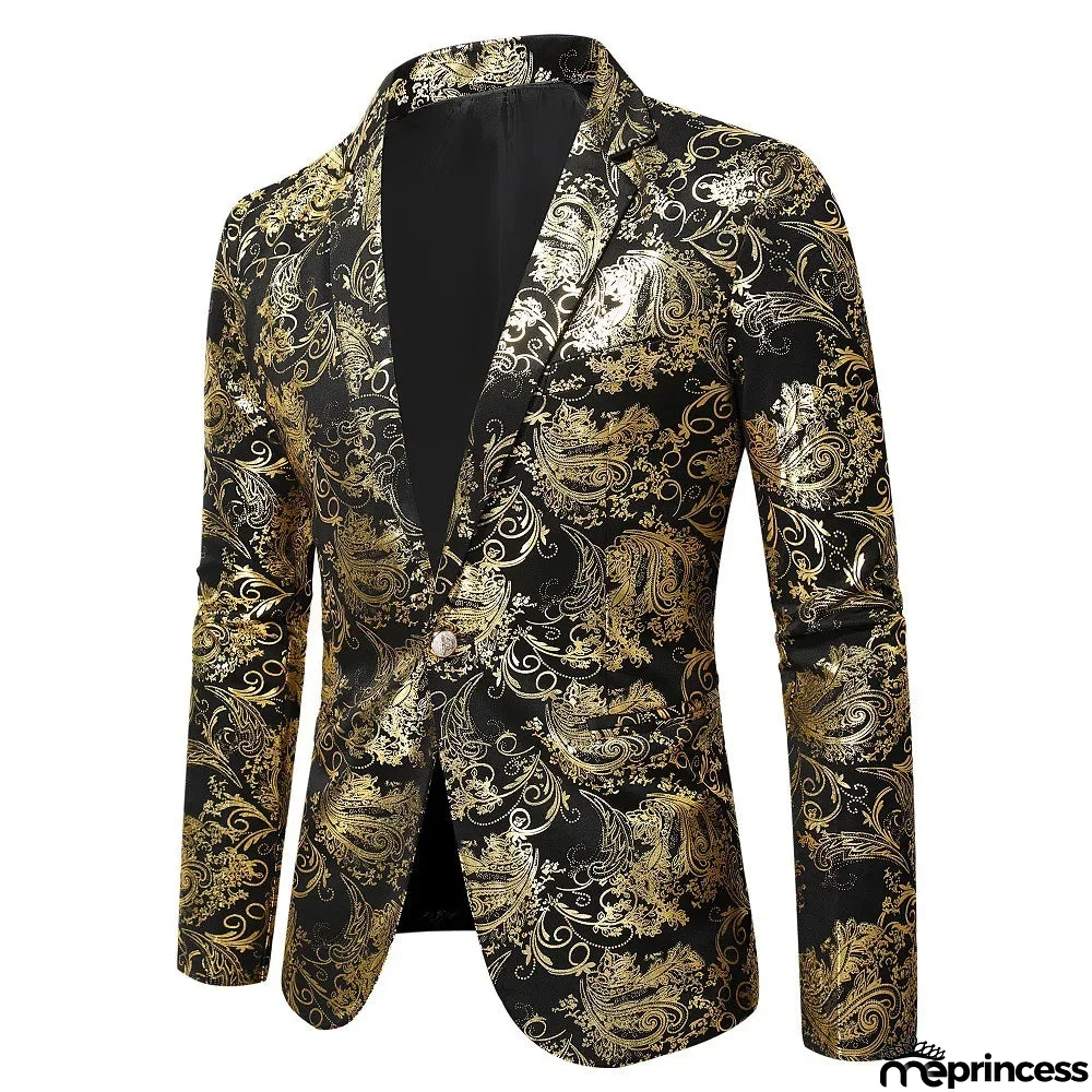 Men's Polyester Full Sleeves Single Button Closure Luxury Blazer