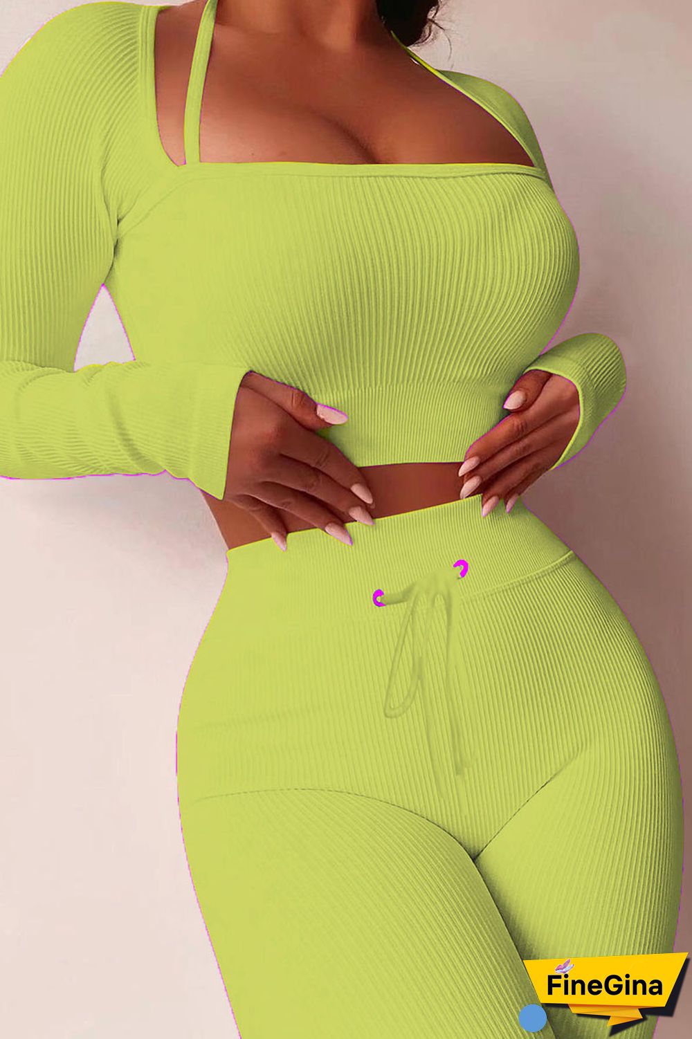 Yellow Casual Street Solid Patchwork Square Collar Long Sleeve Two Pieces