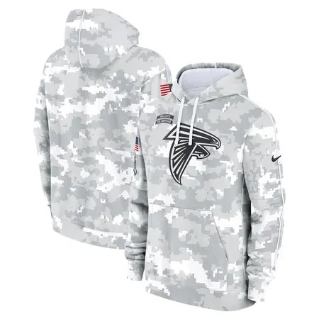 Men's Atlanta Falcons  Arctic Camo 2024 Salute to Service Club Fleece Pullover Hoodie