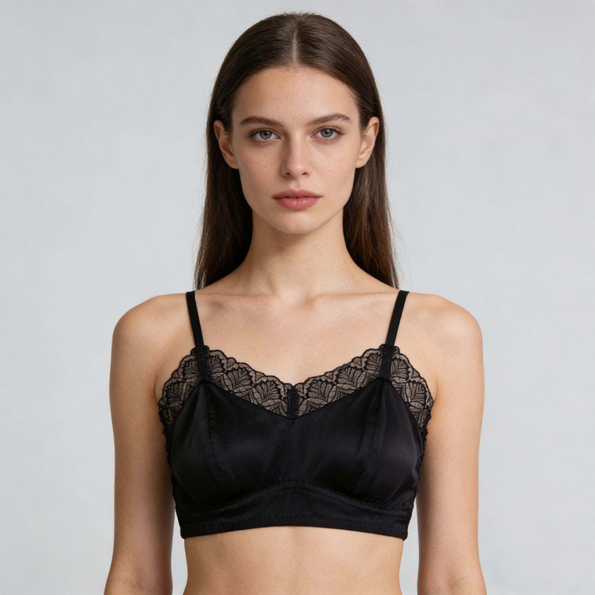 Silk Bra And Panty Sets Lace Black REAL SILK LIFE