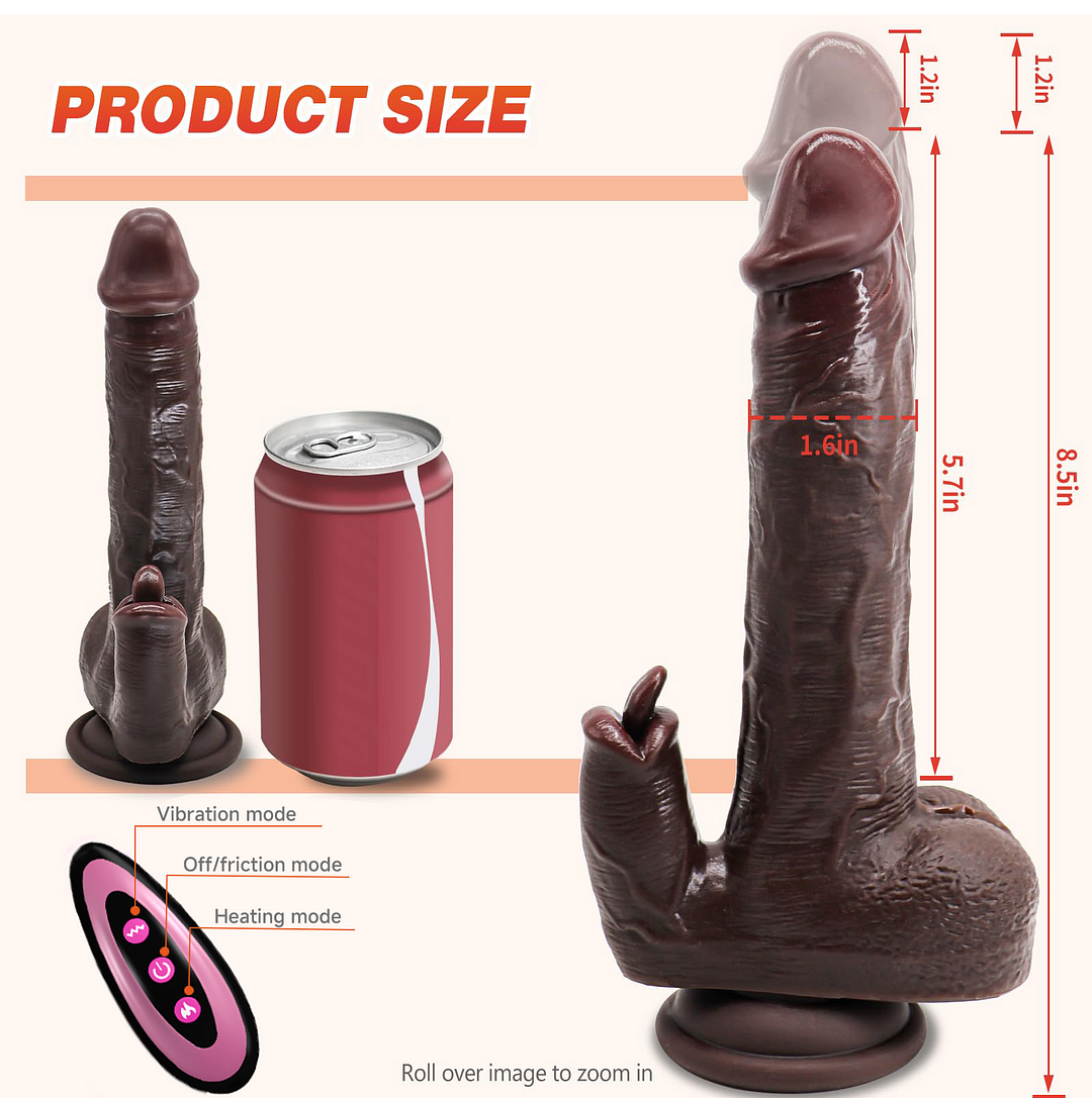 Black Warrior 8.5in Remote Control 7 Thrusting 10 Vibrating Licking Heating Dildo Vibrator