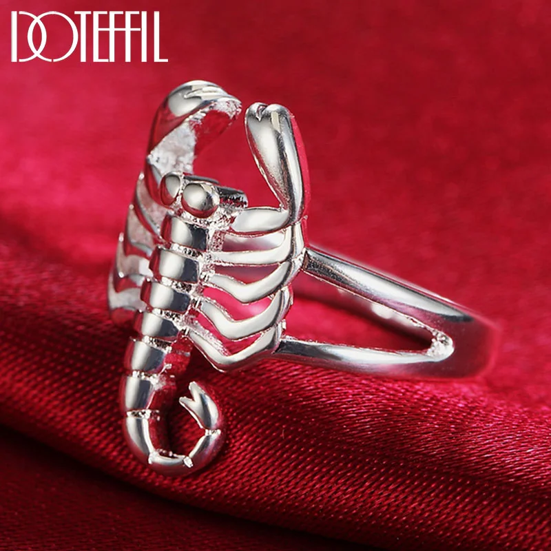 DOTEFFIL 925 Sterling Silver Scorpion Ring For Women Jewelry