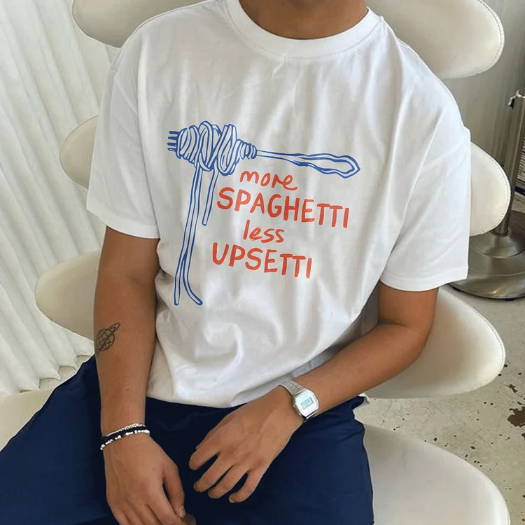 More Spaghetti Less Upsetti Printed Men's T-shirt
