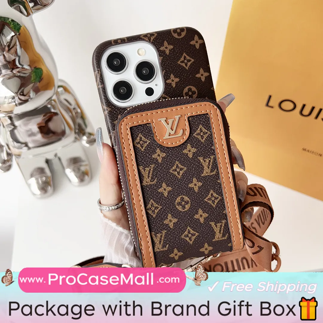 LV Monogram Canvas Wallet Crossbody Apple iPhone Case