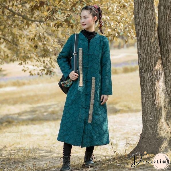 Winter New Button Warm Stand Long Sleeve Women Parkas Patchwork Coats