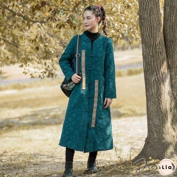 Winter New Button Warm Stand Long Sleeve Women Parkas Patchwork Coats