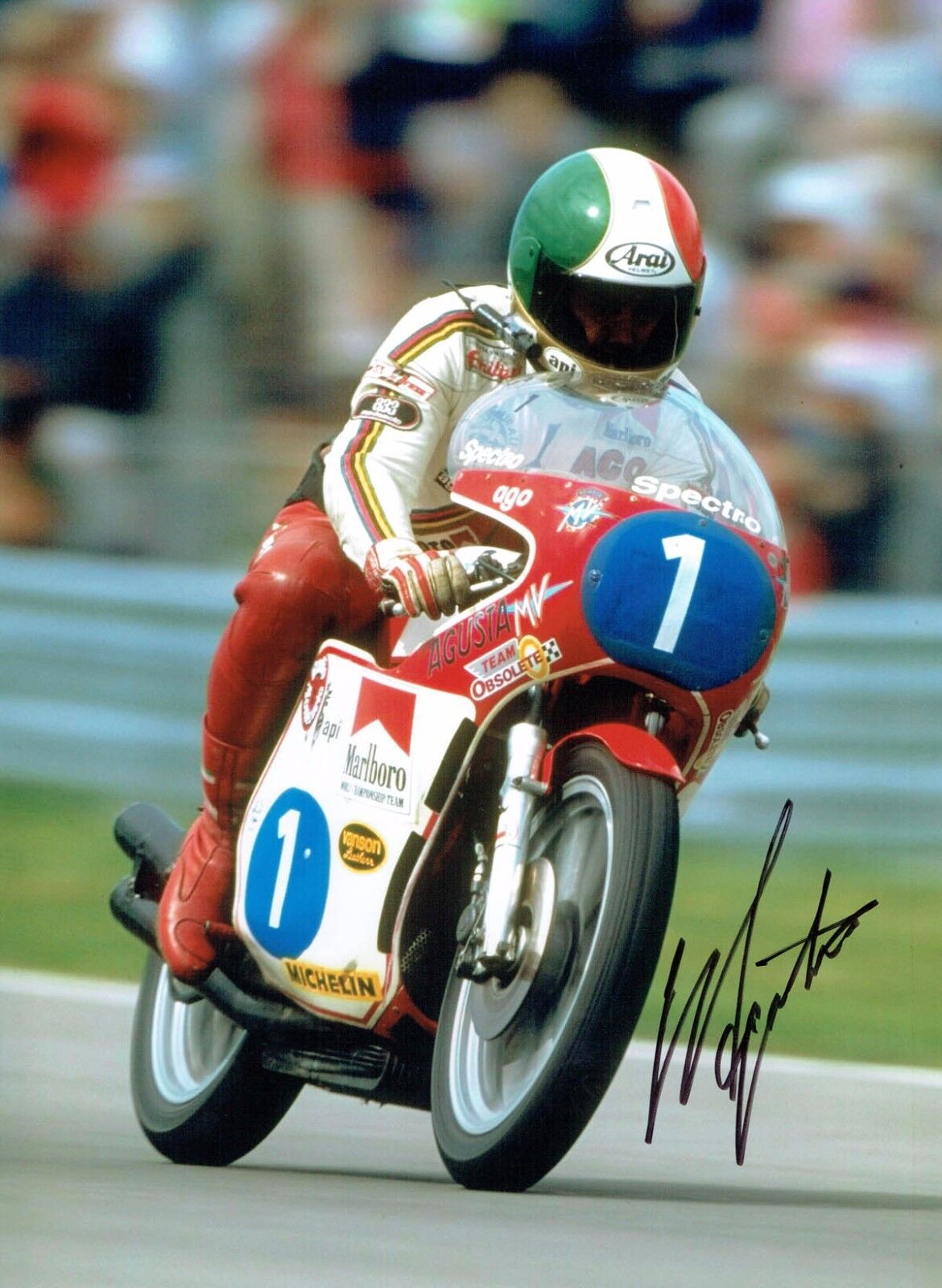 Giacomo AGOSTINI MV Agusta AGO Autograph 2017 Signed 16x12 Photo Poster painting B AFTAL COA