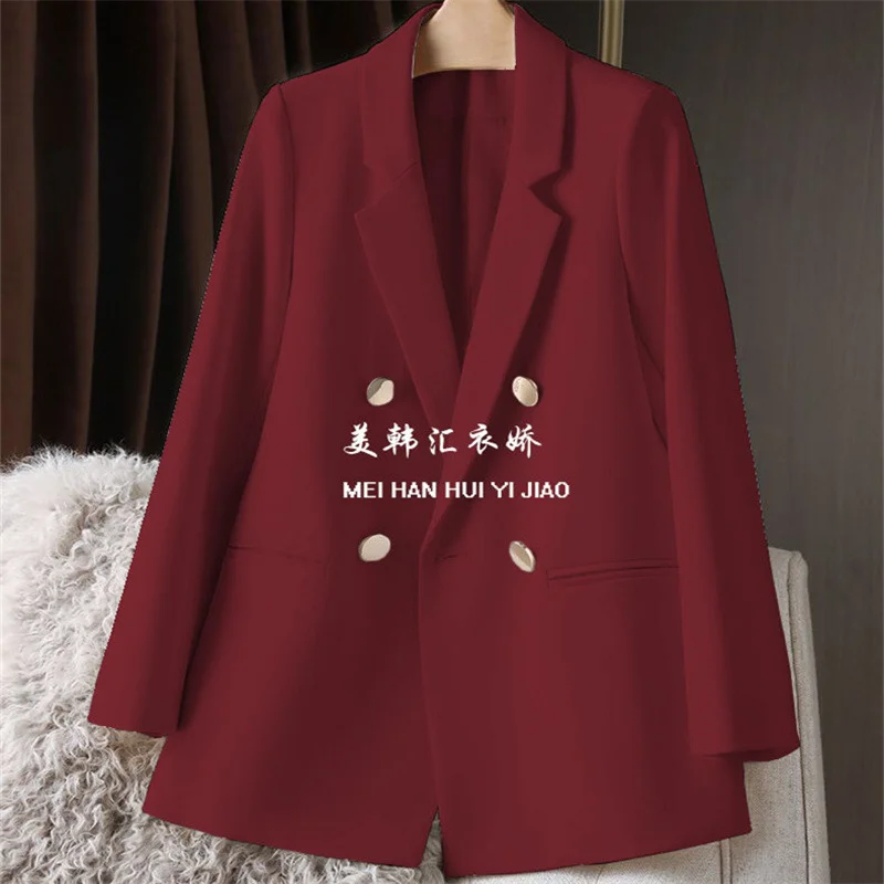 Woherb Woherb New Blazer Female Metal Button British Wind Casual Versatile Green Red Small Suit Tide-Outfit Ideas