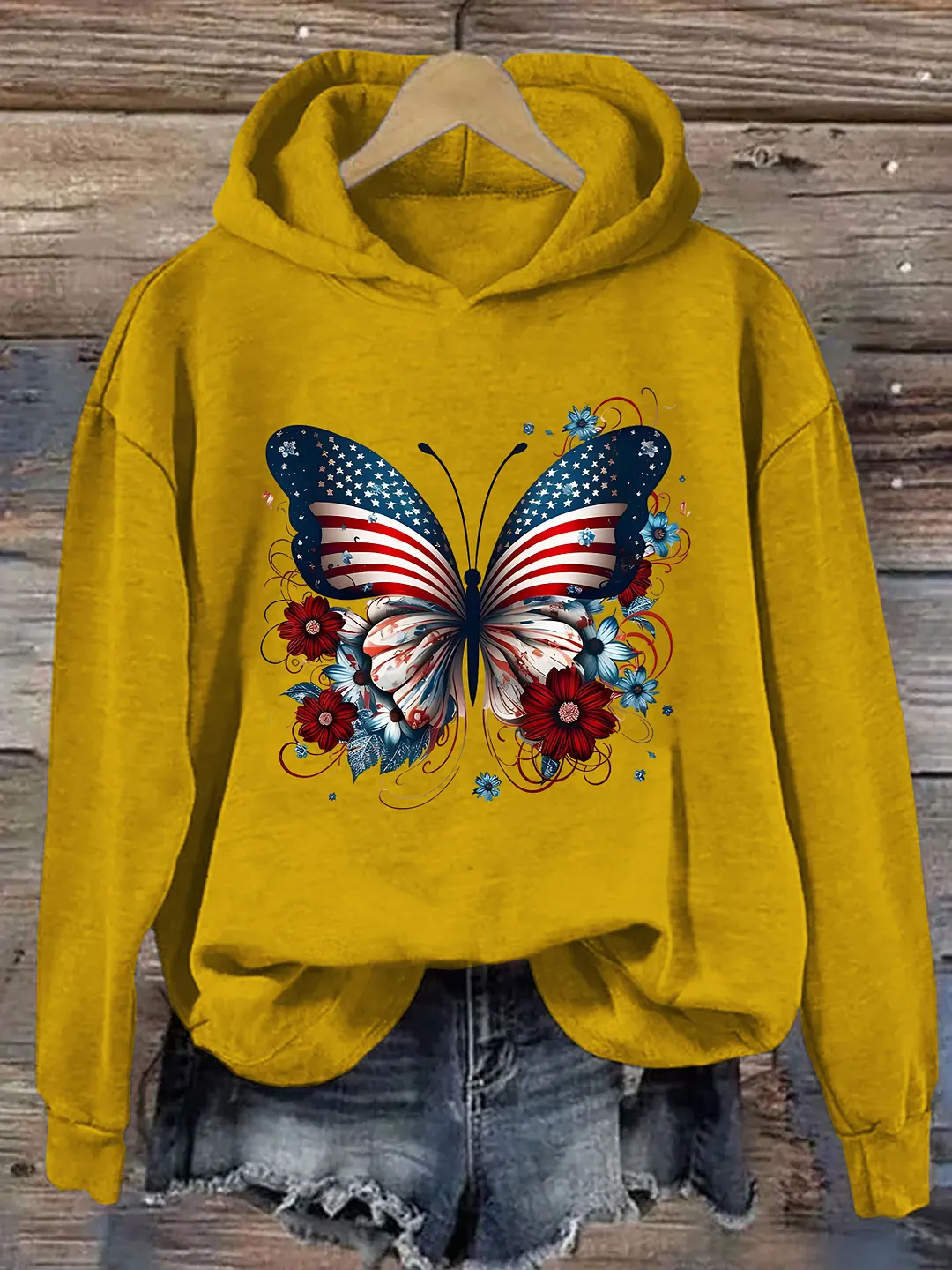 American Flag Butterfly Hoodie
