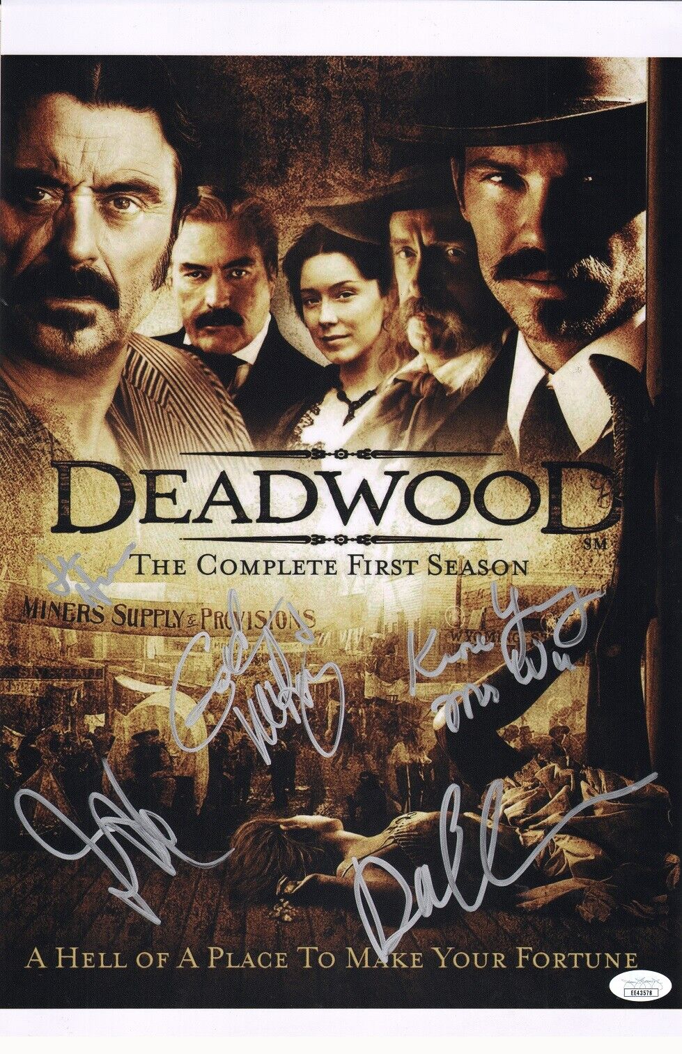 DEADWOOD Cast x5 Hand-Signed Ian McShane