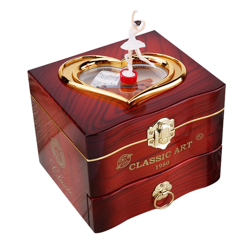 

Classic Rotating Dancer Piano Music Box Clockwork Jewelry Boxes (Burgundy, 501 Original